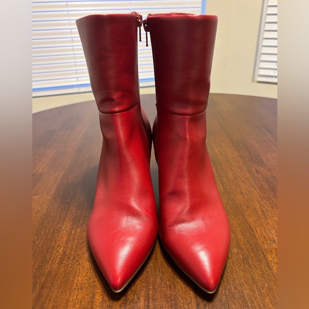 Dolce Vita Anza Red Pointed-Toe Leather Boots
